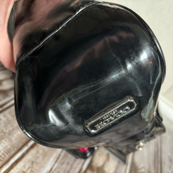 Coach Poppy Liquid Gloss Quilted Satchel Black Patent Leather Bag Purse - Picture 8 of 15